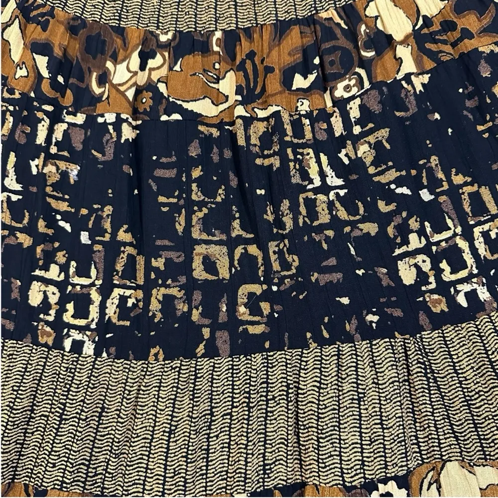 Vintage 90s Carole Little Bohemian Tiered Broomstick Full Maxi Skirt Neutral Brown Size 10 - Image 6