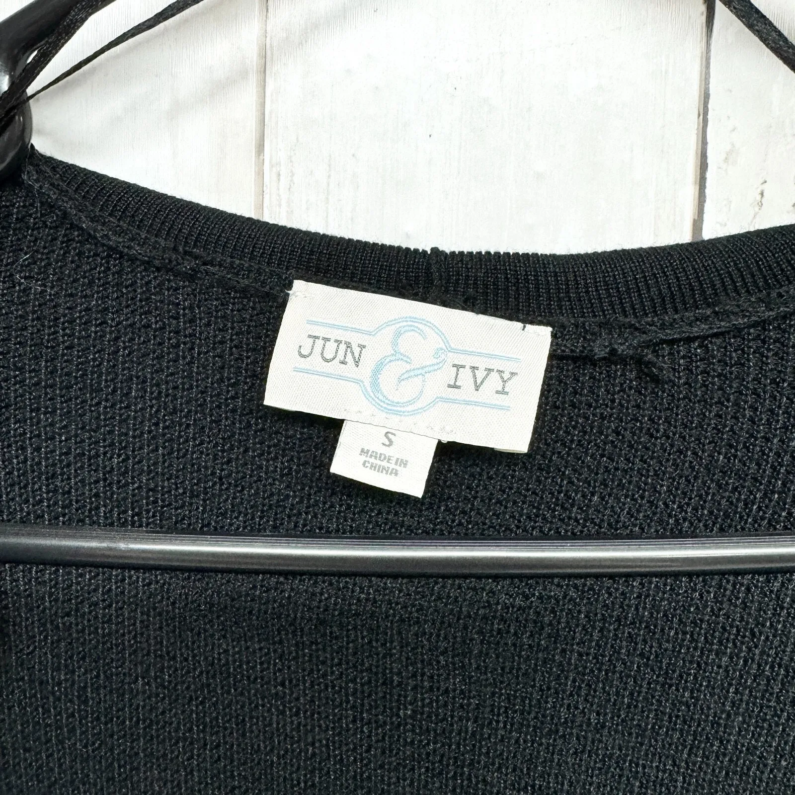 Jun & Ivy Top Women Size Small Black Hooded Long Sleeve Knit Sweater Cardigan - Image 2