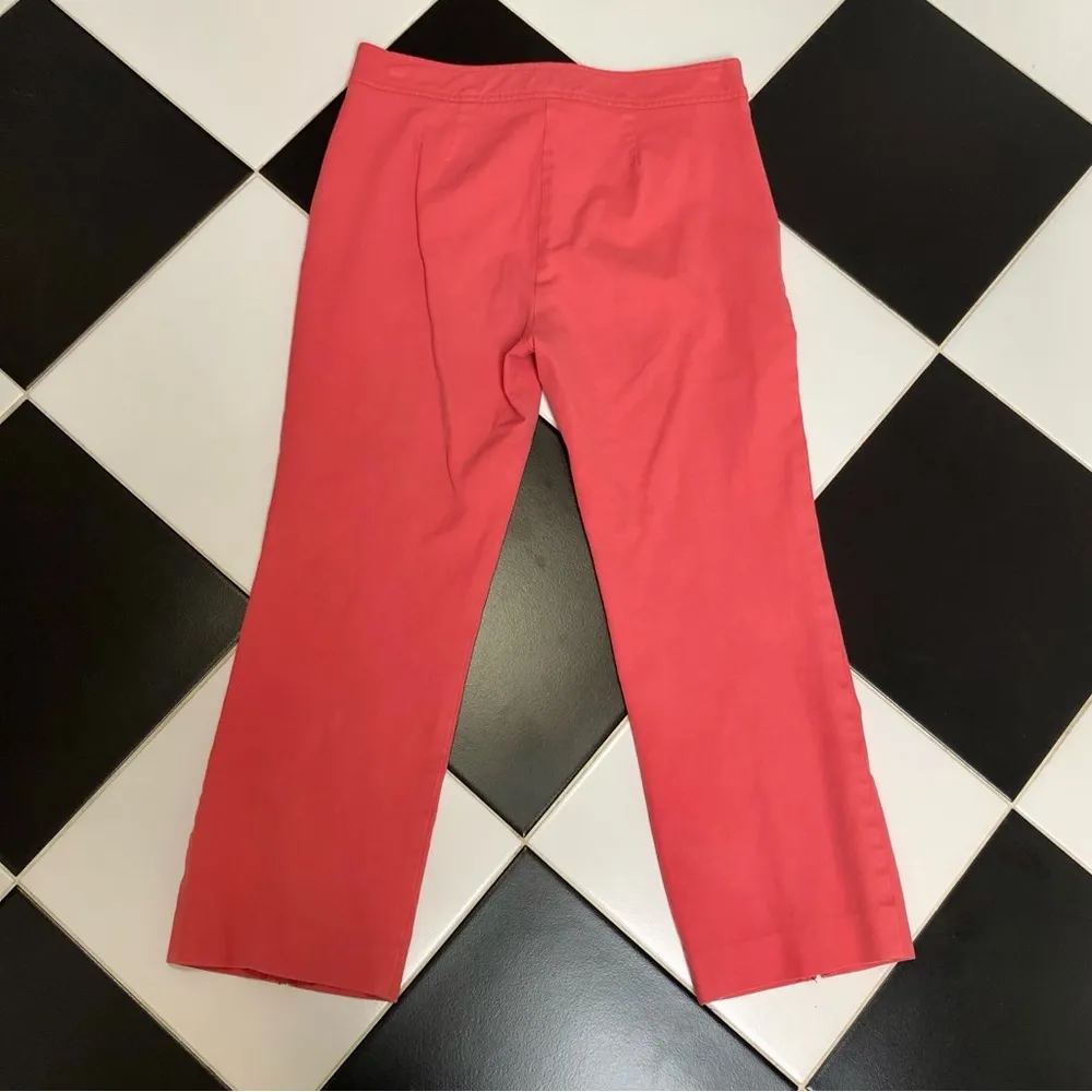TRINA TURK North Beach Front Slit Cropped Pants Coral Salmon Pink Orange sz 6 - Image 5