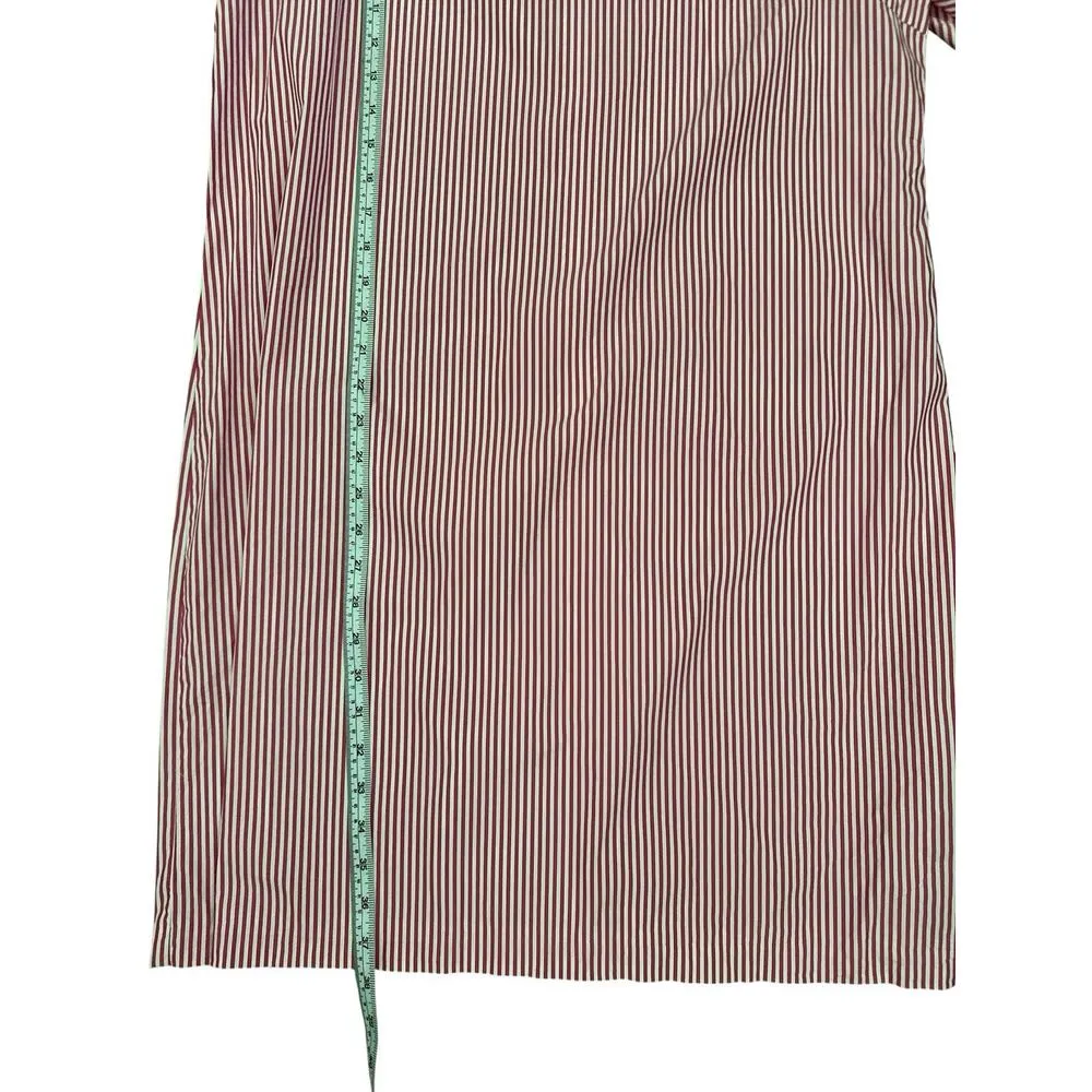 J. McLaughlin Cap Ruffle Cold Shoulder Crew Neck Dress XL Red White Striped Pink - Image 6