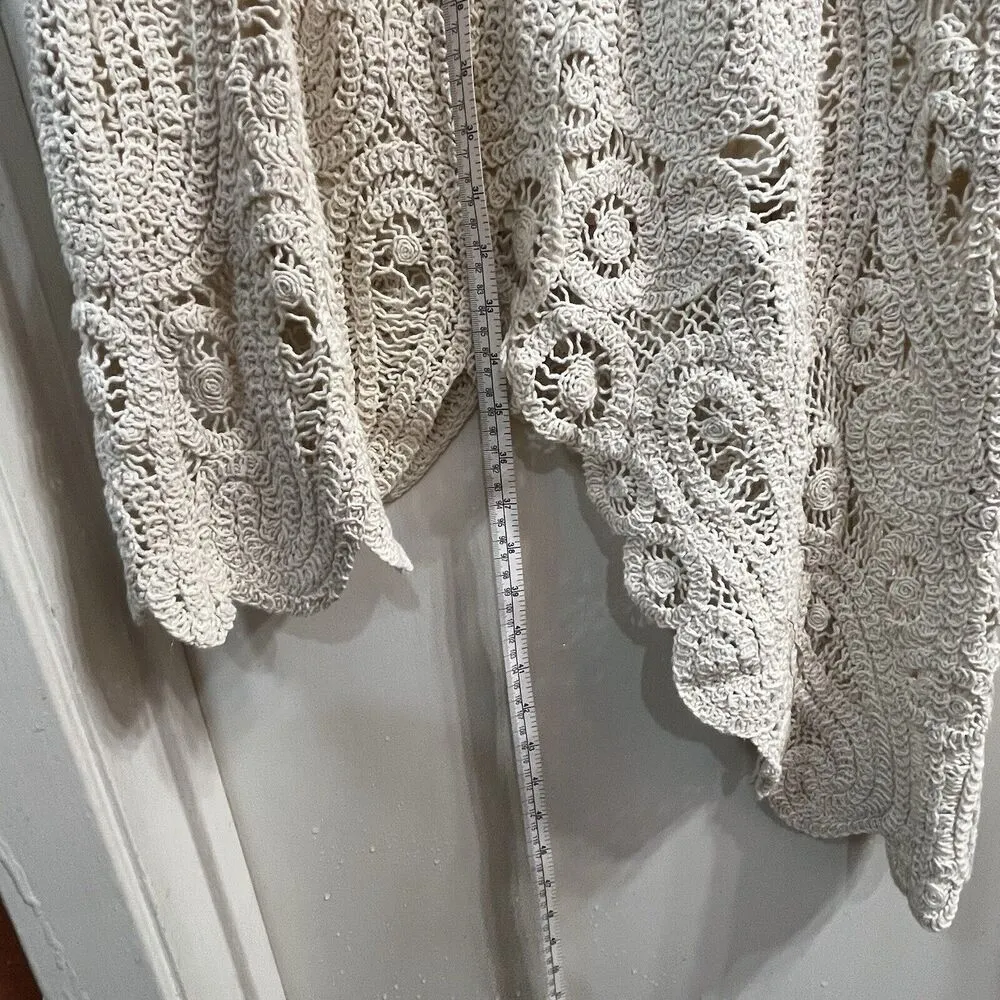 Cato Womens XS Ivory Beige Knee-Length Crochet ASYMMETRICAL Dress Boho - Image 11