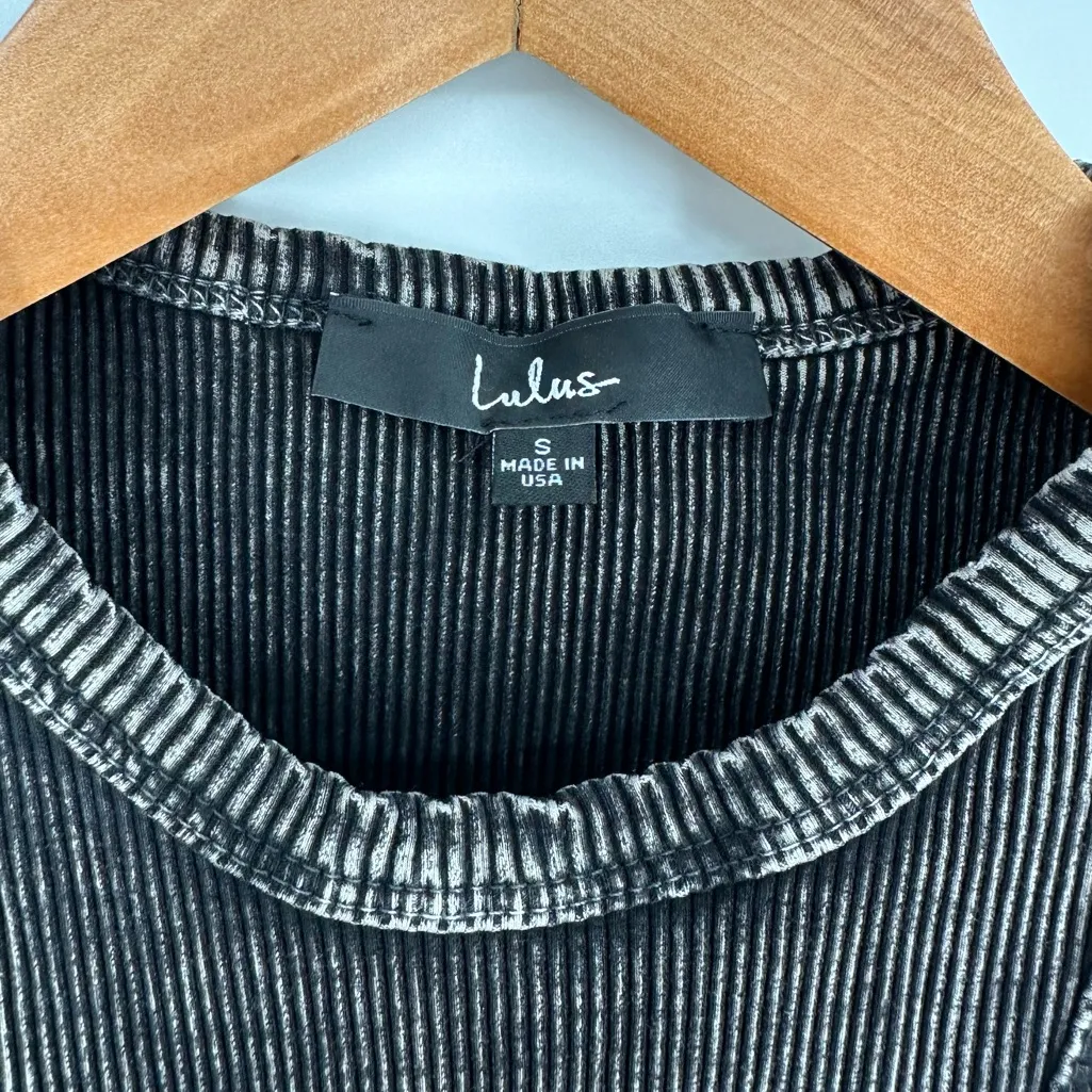 Lulu’s Black Mineral Wash Ribbed Bodycon Dress size Small NWOT - Image 7