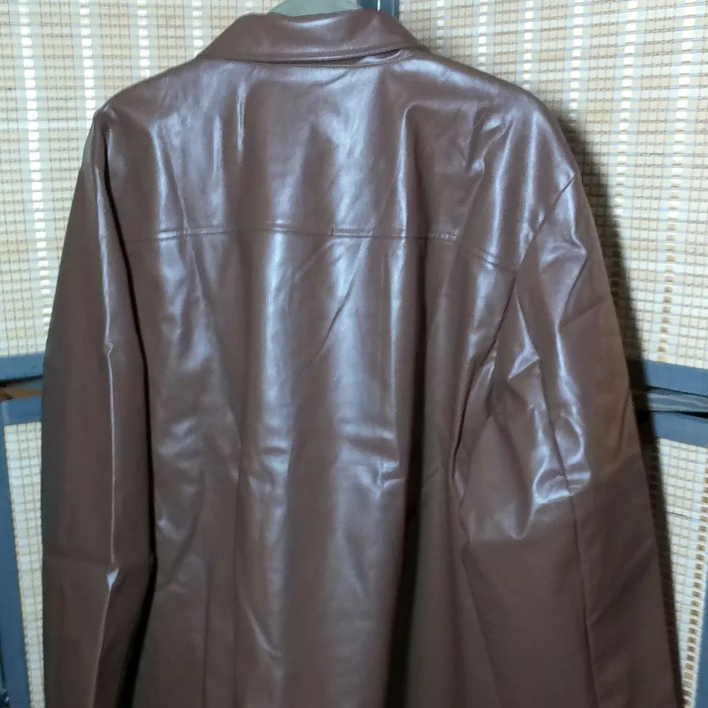 SheIn Brown Faux Leather Moto Jacket - Image 4