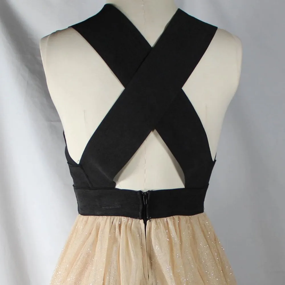 NWOT "Bad Ballerina" Bondage Black Top Style Dress With Tulle Bottom Champagne - Image 10