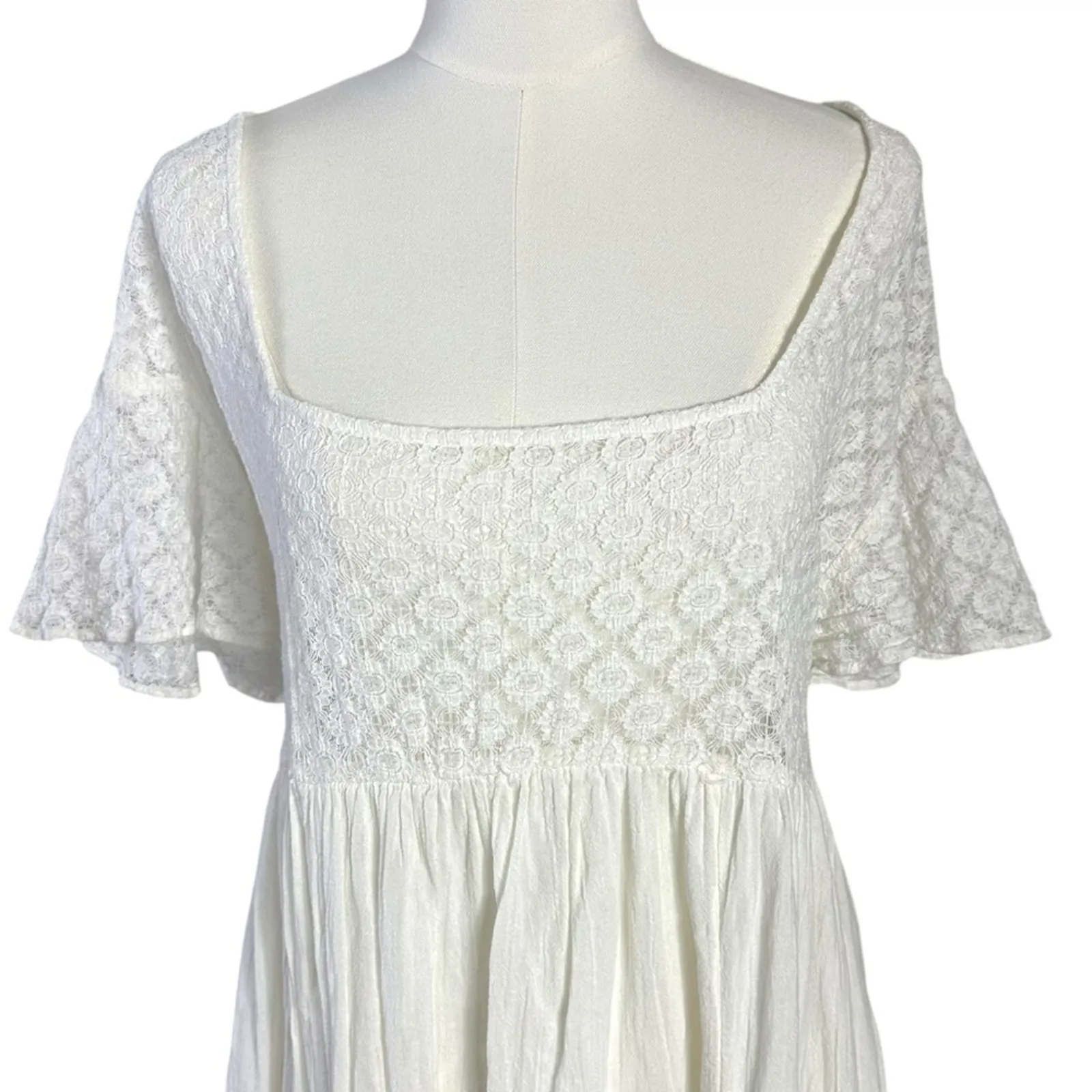 Free People Ethereal Bohemian Cottage Bring The Romance Maxi Dress White Medium - Image 9