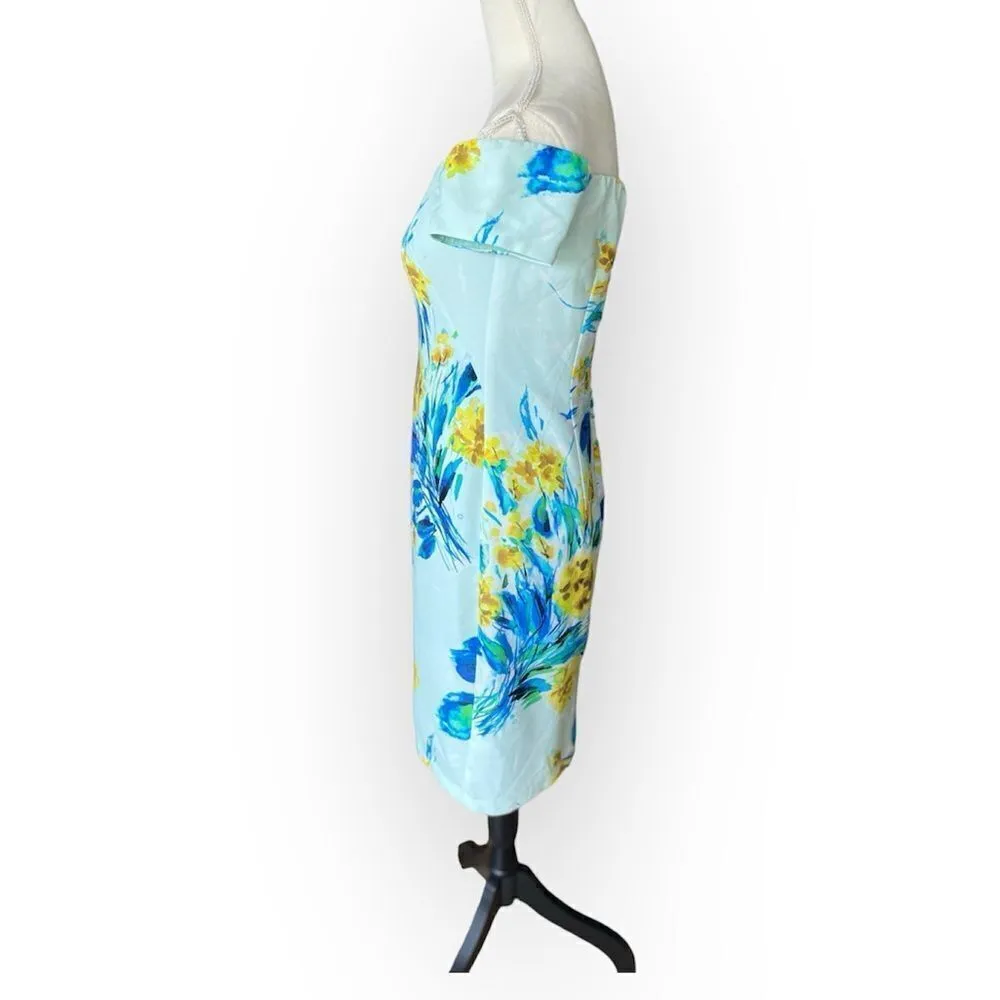Black Halo Bethel Off the Shoulder Sheath Floral Print Blue Dress 6 - Image 3
