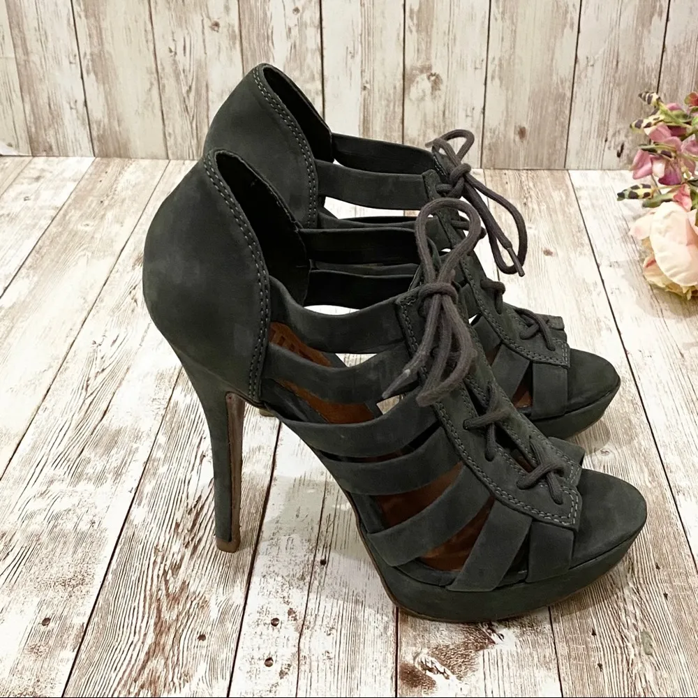 Schutz Chincilla Nubuck High Heel Platform Sandals - Image 5