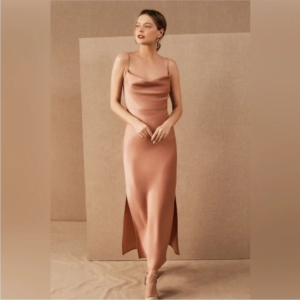 BHLDN Cali Satin Charmeuse Midi Dress
'DESERT ROSE' Women's size 0 wedding event - Image 14