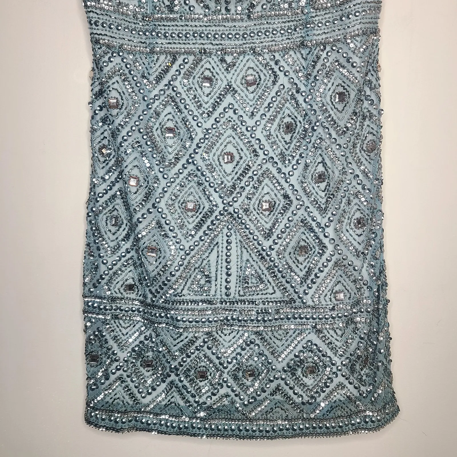 Adrianna Papell Womens Beaded Detail Strapless Party Dress Silver Size 14 - Image 3