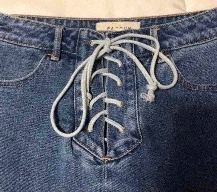 Lace Up Jean Skirt - Image 2