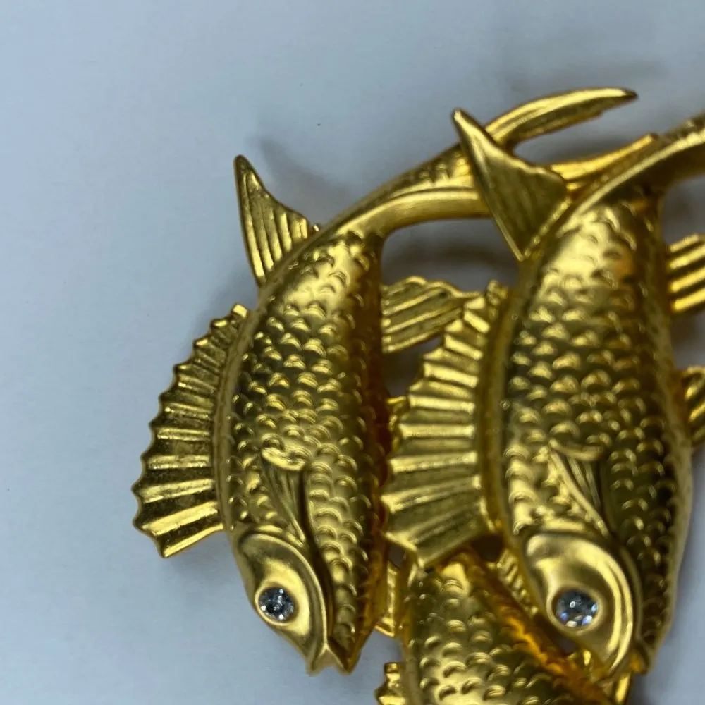 Premier Designs Womens Three Fish Brooch Fins Rhinestone Eyes Textured Details - Image 15