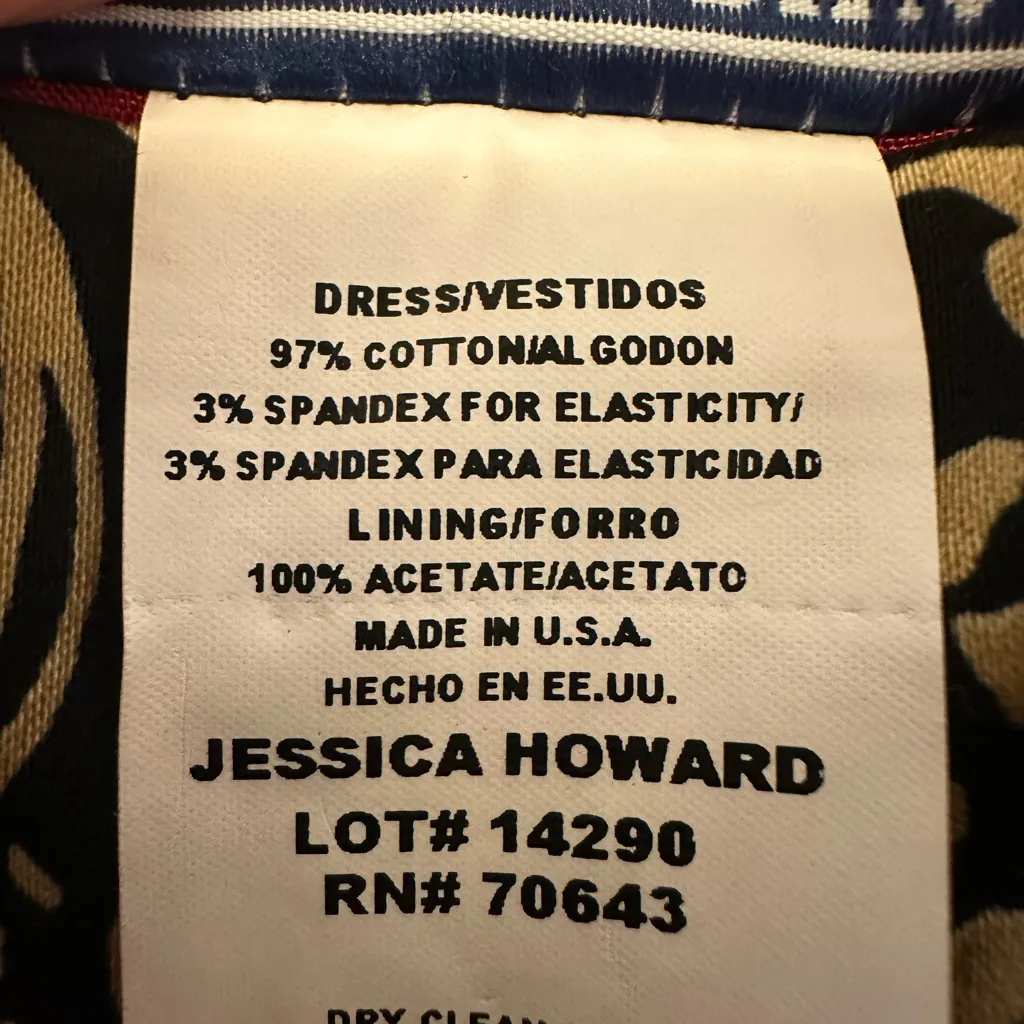 Vintage 90s Jessica Howard Black Tan Floral Dress Made in USA Size 6 - Image 4