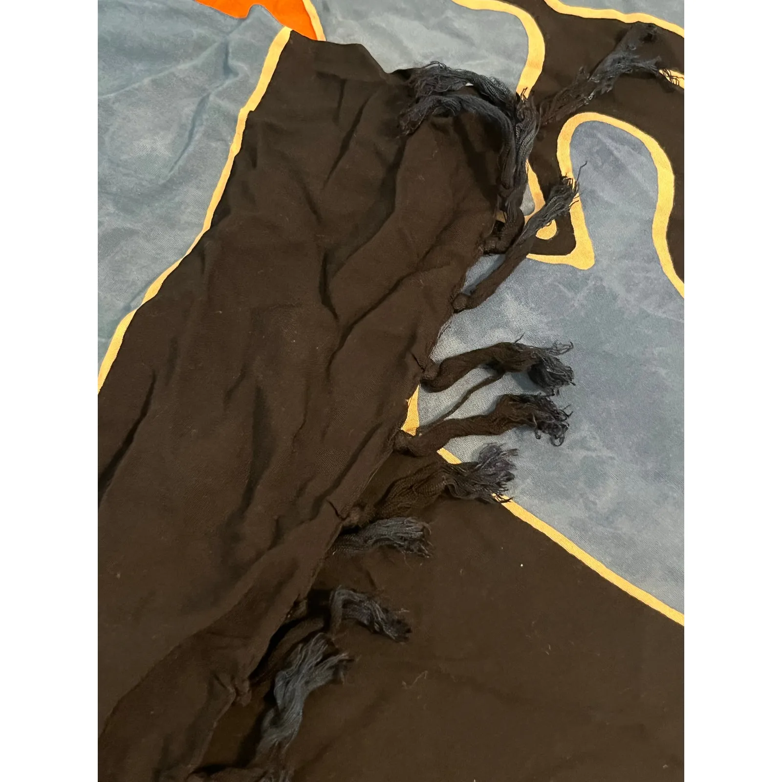 African Tribal Wrap Scarf Tie Dye Ladies Walking Sunset Fringe Boho 48"x70" Black - Image 4