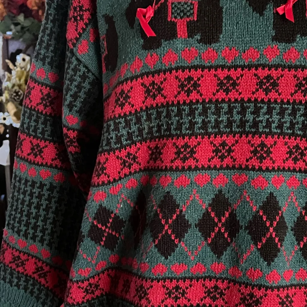 Vintage Signature By Northern Isle Scotty Dog women’s Sweater. SZ. L. Green Size L - Image 6