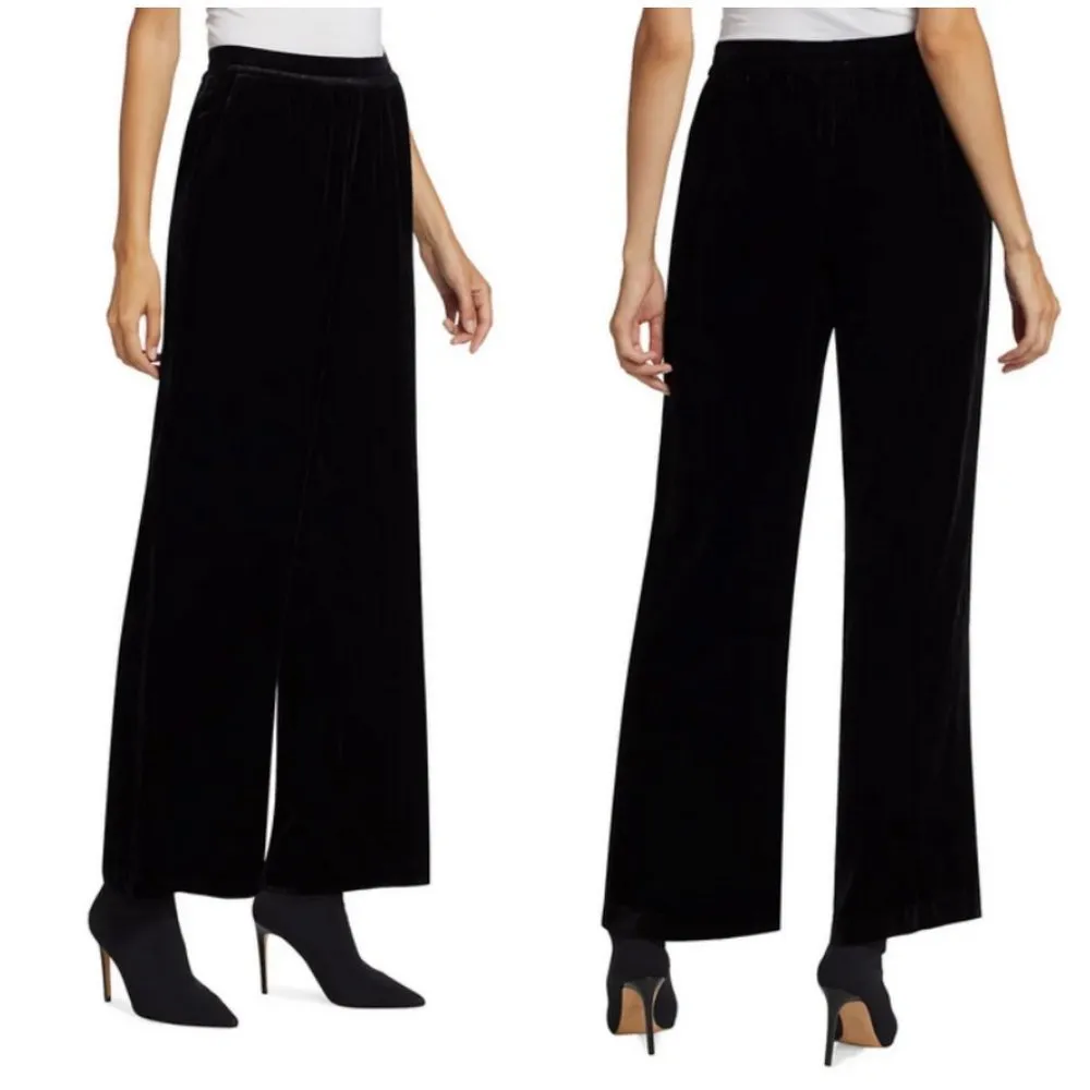 💕ELIE TAHARI💕 The Veronica Velvet Wide-Leg Pants ~ Noir Black Large L NWT - Image 2