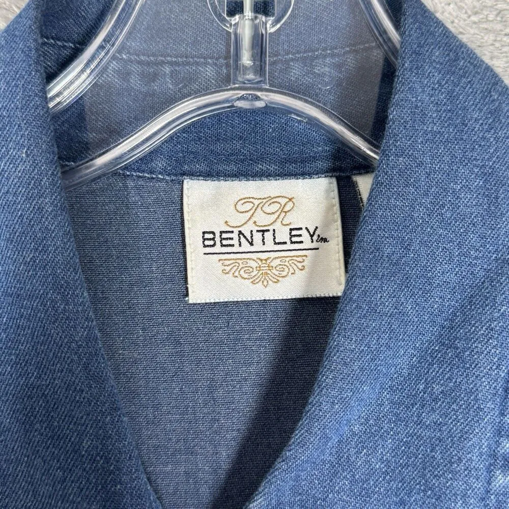 Bentley Dress Womens 8 Blue Denim Shirt Dress Floral Embroidery Casual Versatile - Image 6