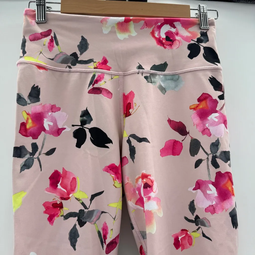 Athleta Elation 7/8 Tight Painted‎ Flower Orchid Pink Print Mid Rise Leggings S - Image 4