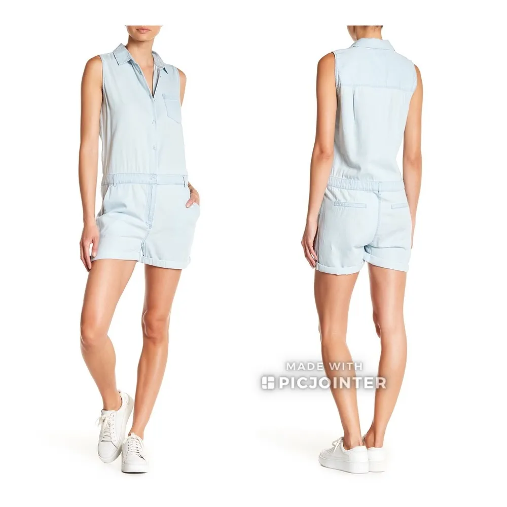 DL1961 Bridgehampton Chambray Romper S Blue Button Down - Image 6