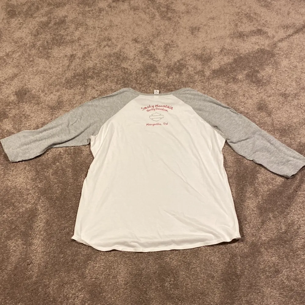 Harley Davidson Gray/White Quarter Sleeve Smoky Mountain Fitted Top SIZE 3XL Gray - Image 6