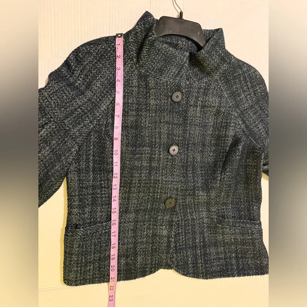 Ann Taylor Women’s Grey Tweed 3/4 Sleeve High Collar Button Up Blazer Jacket - Image 10