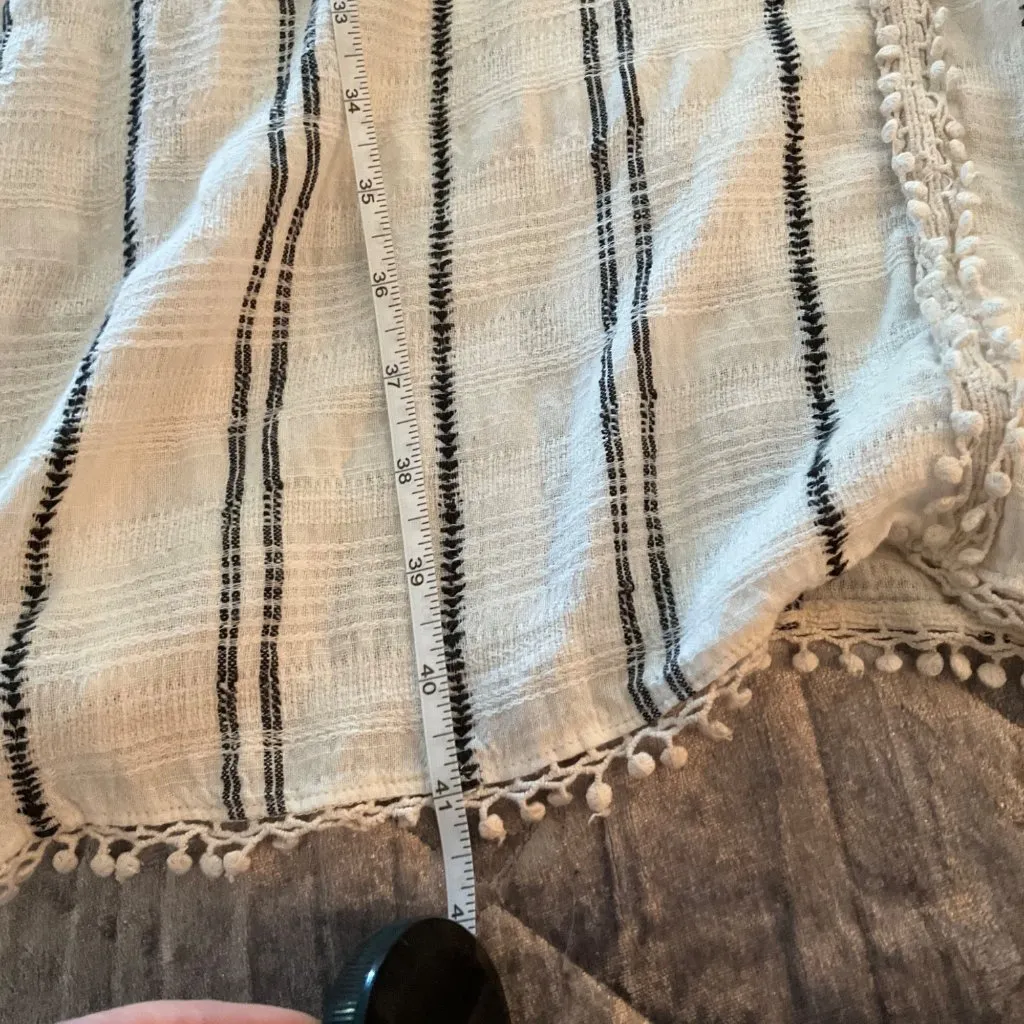 Red Carter White & Black Striped  Midi Dress With Tassels XS boho festival - Image 10