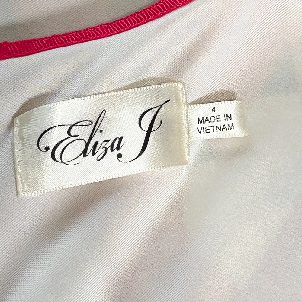 Eliza J Pink and Red Sheath Dress with Bateau Neckline - Image 3