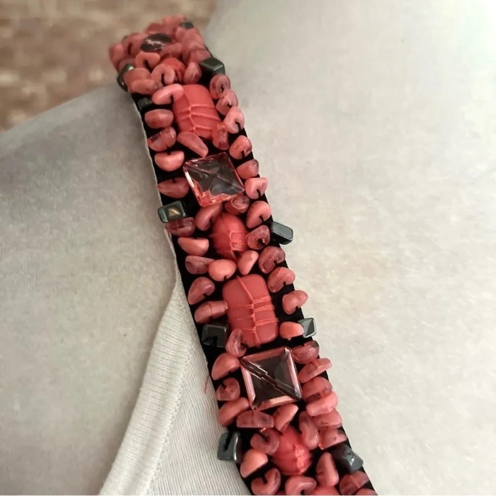 Cache Sweater Beaded Collar Halter Knit Tank Top Ivory L Cocktail Glam Y2K Boho - Image 5