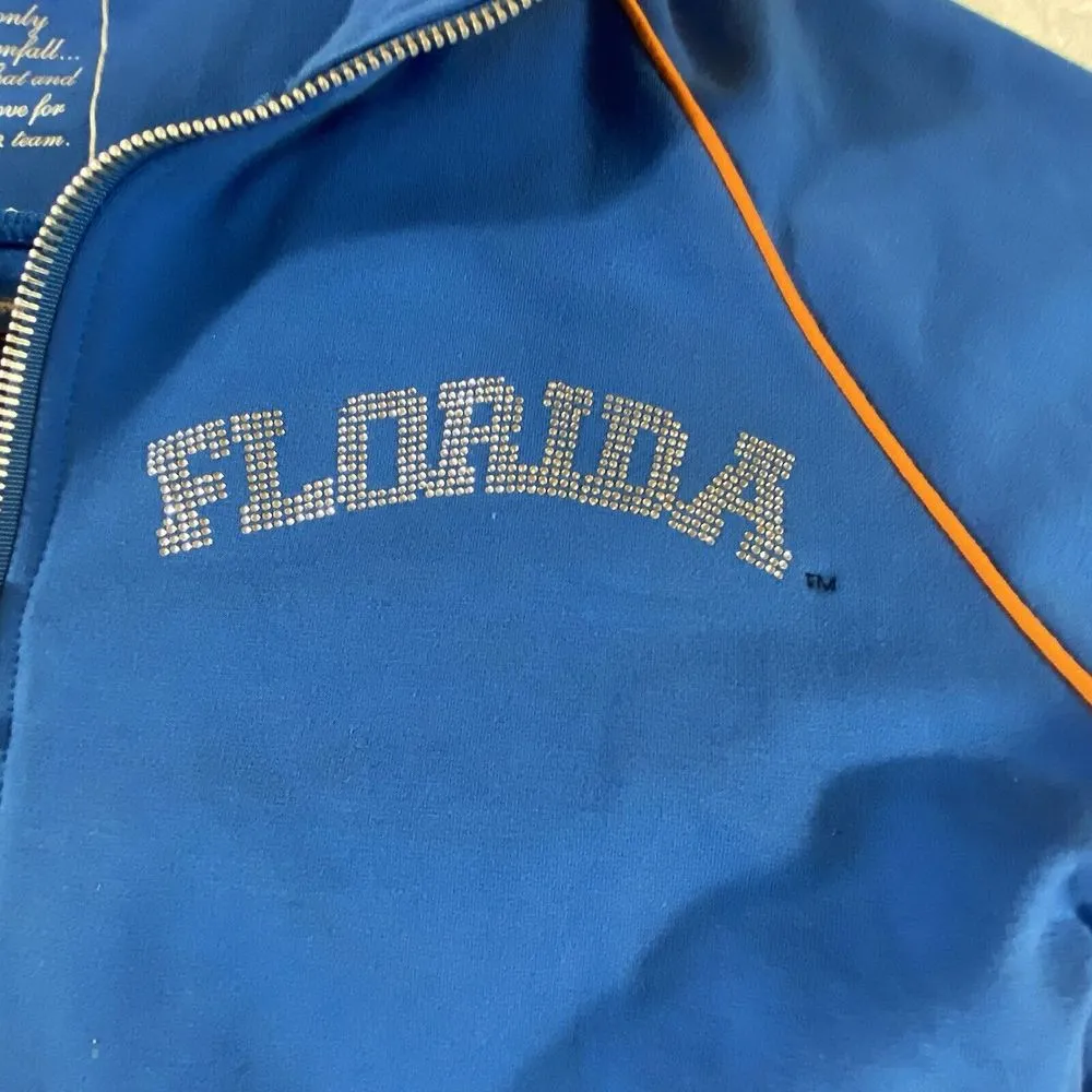 Florida Gators Jacket Women's Large Rhinestones Zip Up Large Back Logo Unique Blue - Image 2