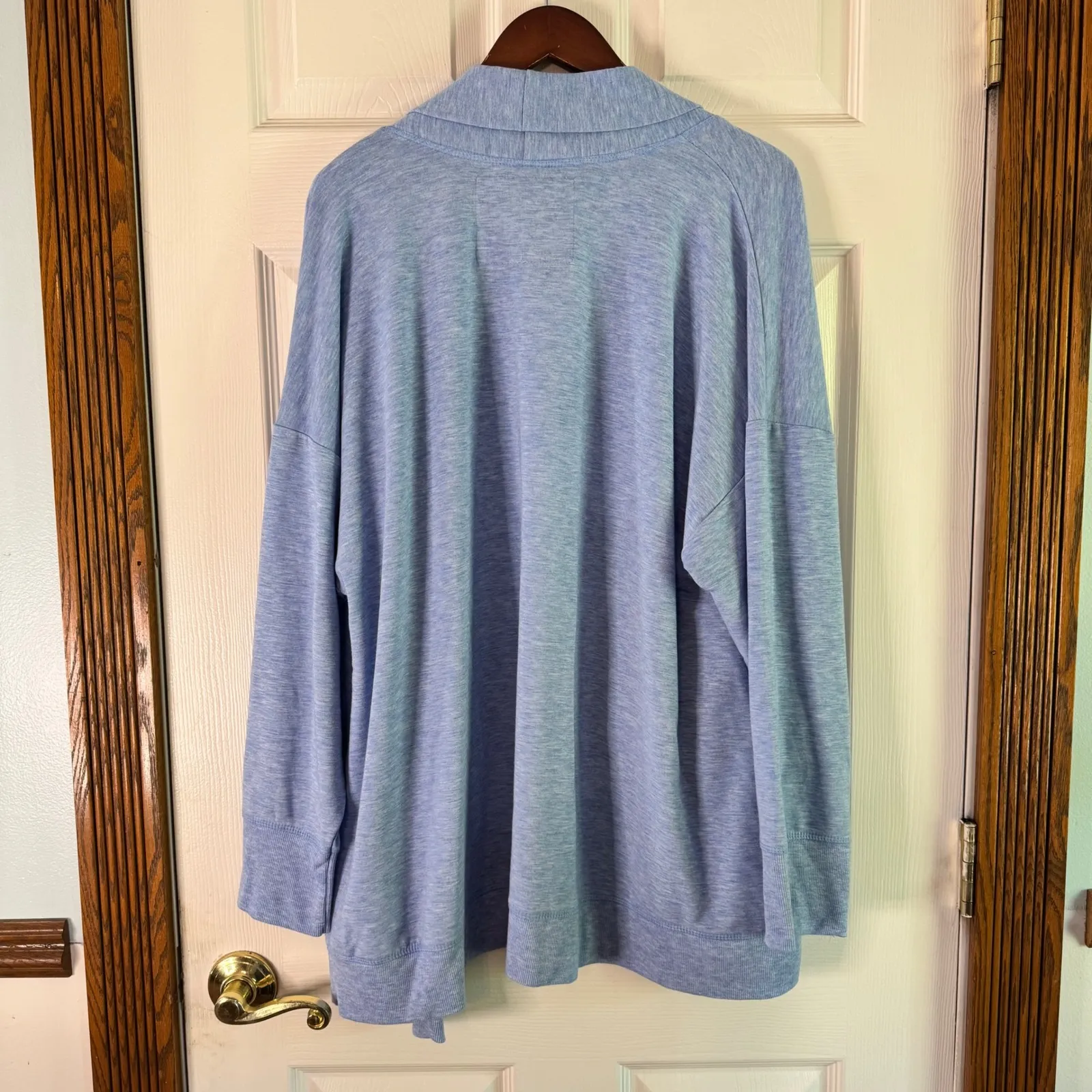 Cupio Drape Front Cardigan‎ Sweater Open Knit Lightweight Blue 2X - Image 11