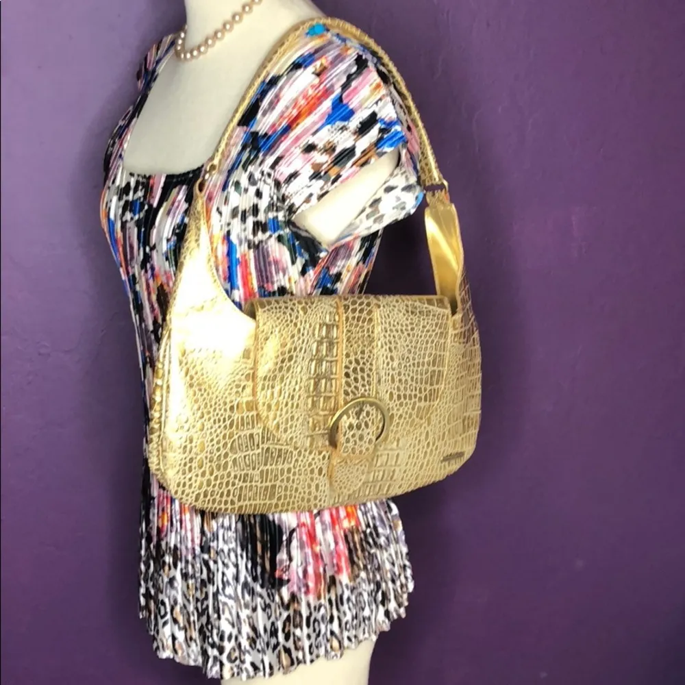 Charlie Larson Gold Croc Leather Hobo - Image 11