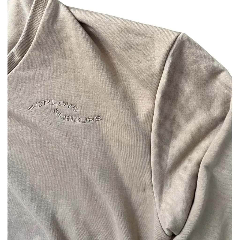 NWT For Love & Lemons L Ellie Hoodie Jacket Beige Latte Cropped Sweatshirt And - Image 5