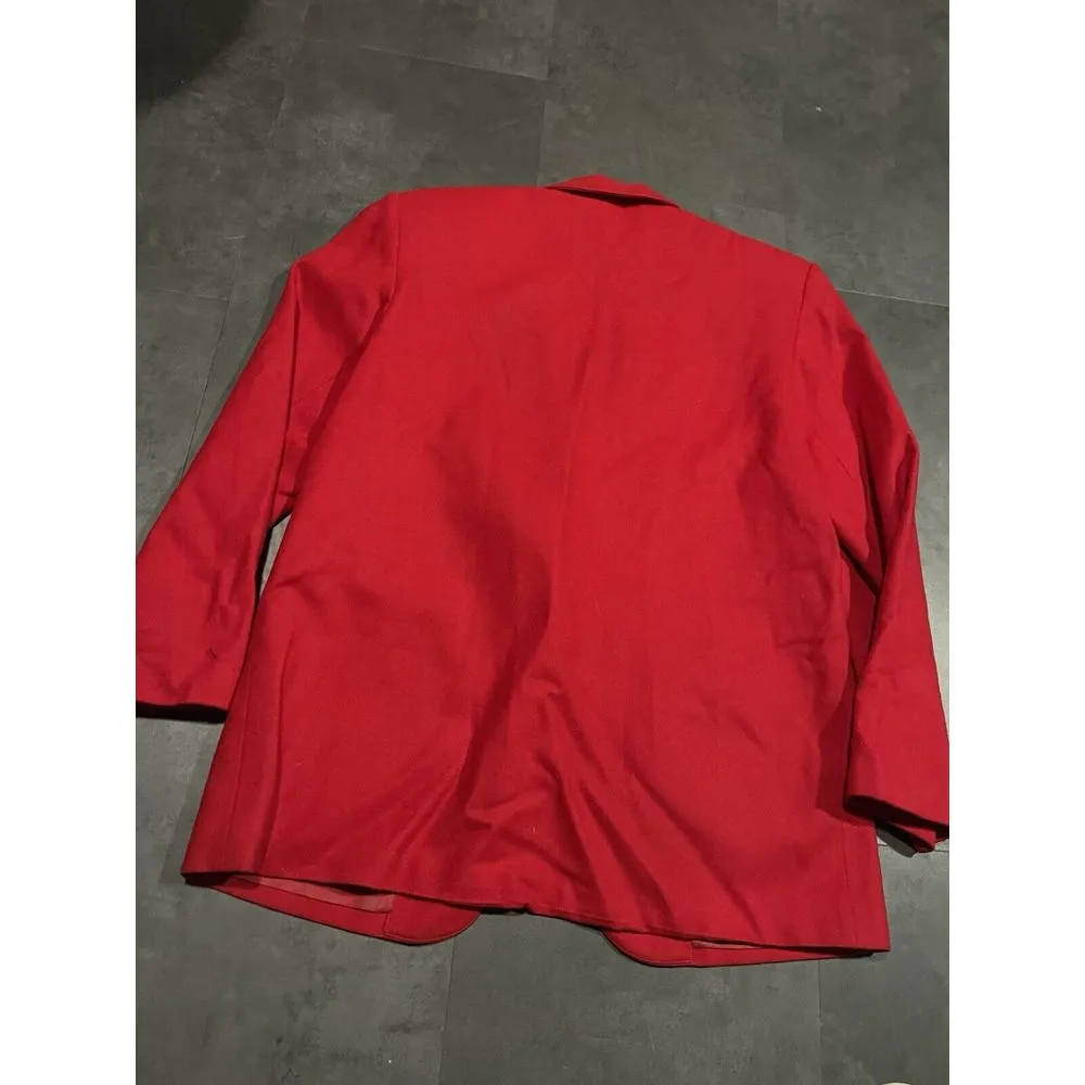Sellecca red blazer 14 wool blend vintage professional holidays‎ tartan - Image 5