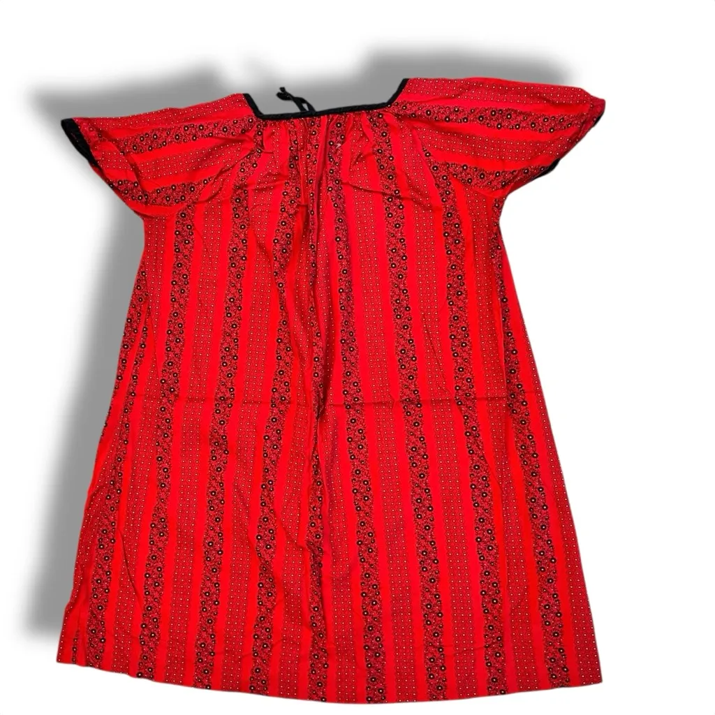 Vtg MuMu Style House Coat Cottage Core Floral Button Up Tunic Dress 80s Sz M A-7 - Image 2