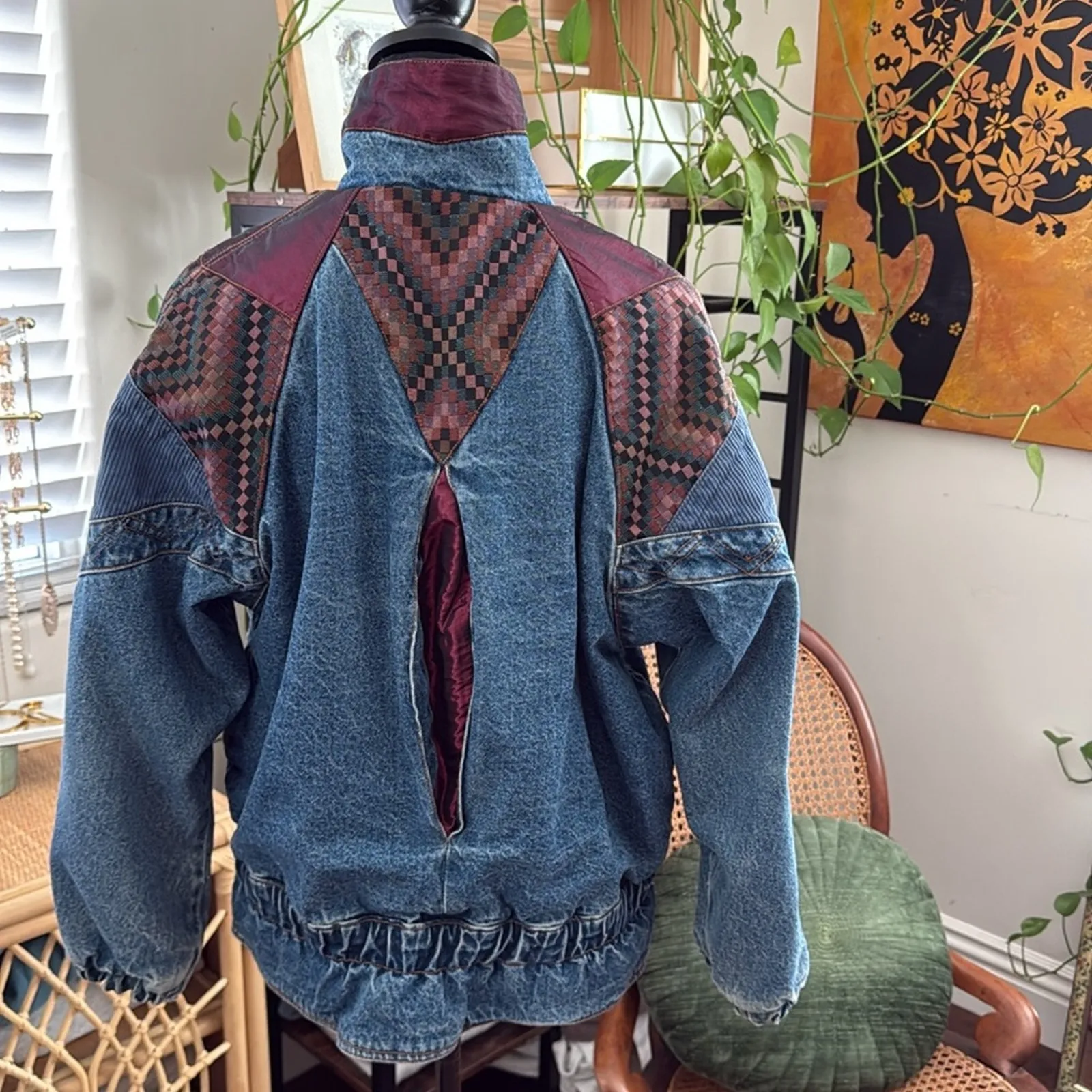 Vintage 80s/90s Current Seen Reversible Patchwork Denim Zip Up Sweatshirt Jacket - Image 2