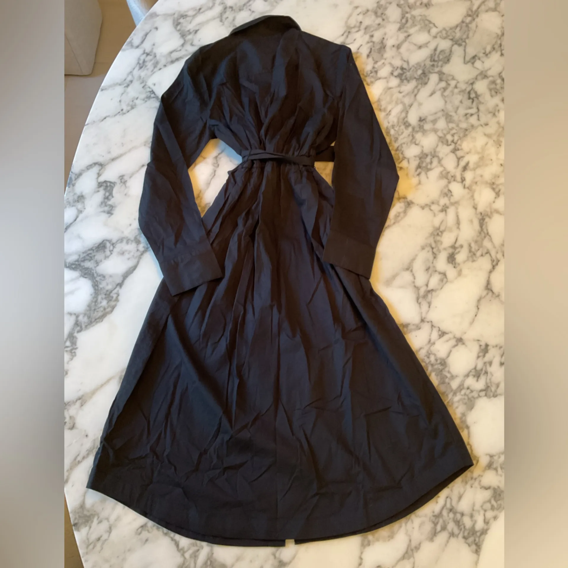 NWT J Crew Black Long-sleeve poplin shirtdress Sz 4 broken belt loop - Image 3