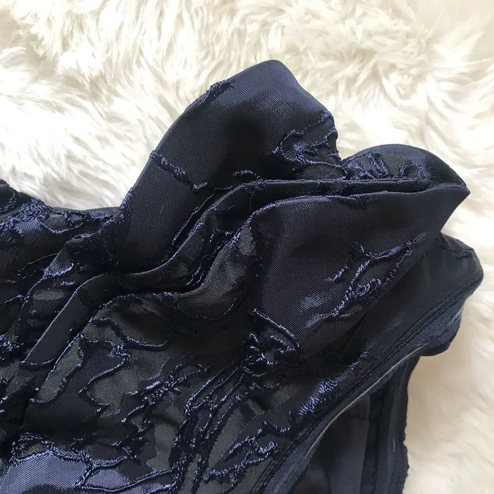 ANTONIO MELANI Strapless‎ Cocktail Dress Midi Embroidered Navy Blue Size 4 New - Image 7