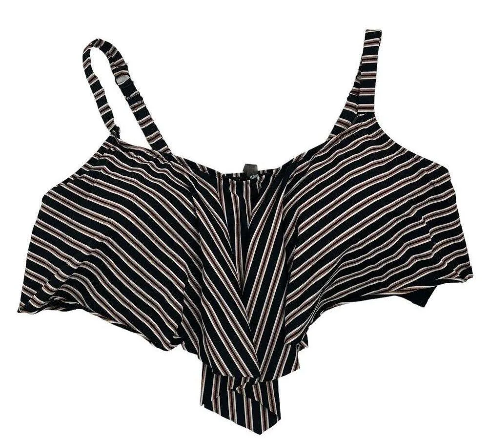 Torrid Plus 3X Bikini Top Multi Metallic Stripe Wireless Flounce Wireless Sexy - Image 2