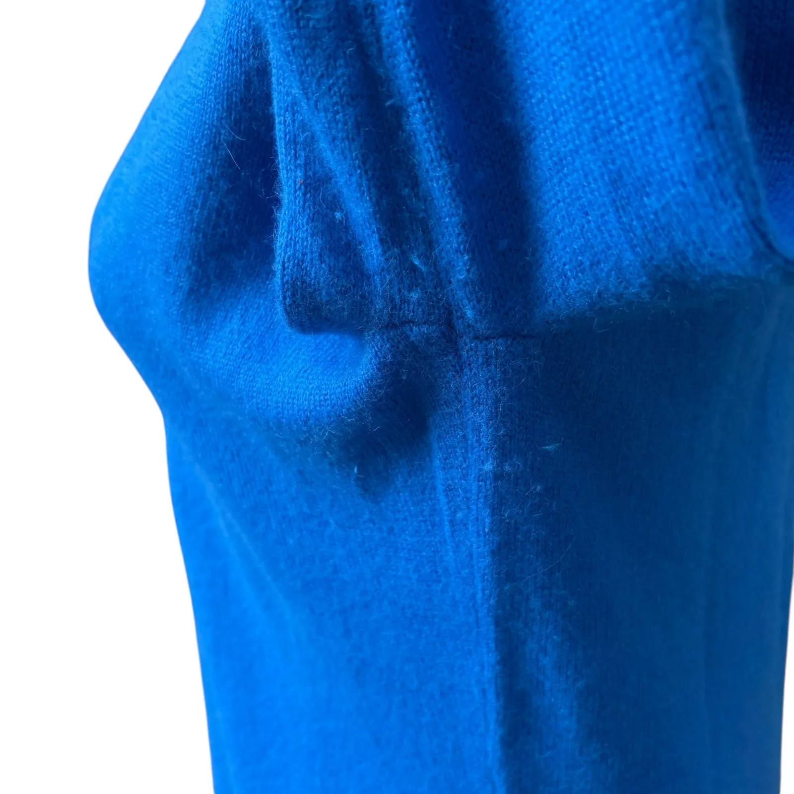 Ann Taylor Babydoll Sweater Sz L Royal Blue V Neck Merino Wool Rabbit Hair - Image 6