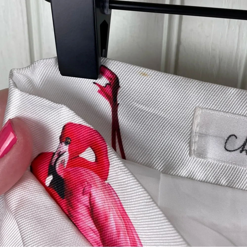 Chicwish Chic Flamingos Pleated A-line Skirt Size Medium Satiny Novelty Print - Image 9