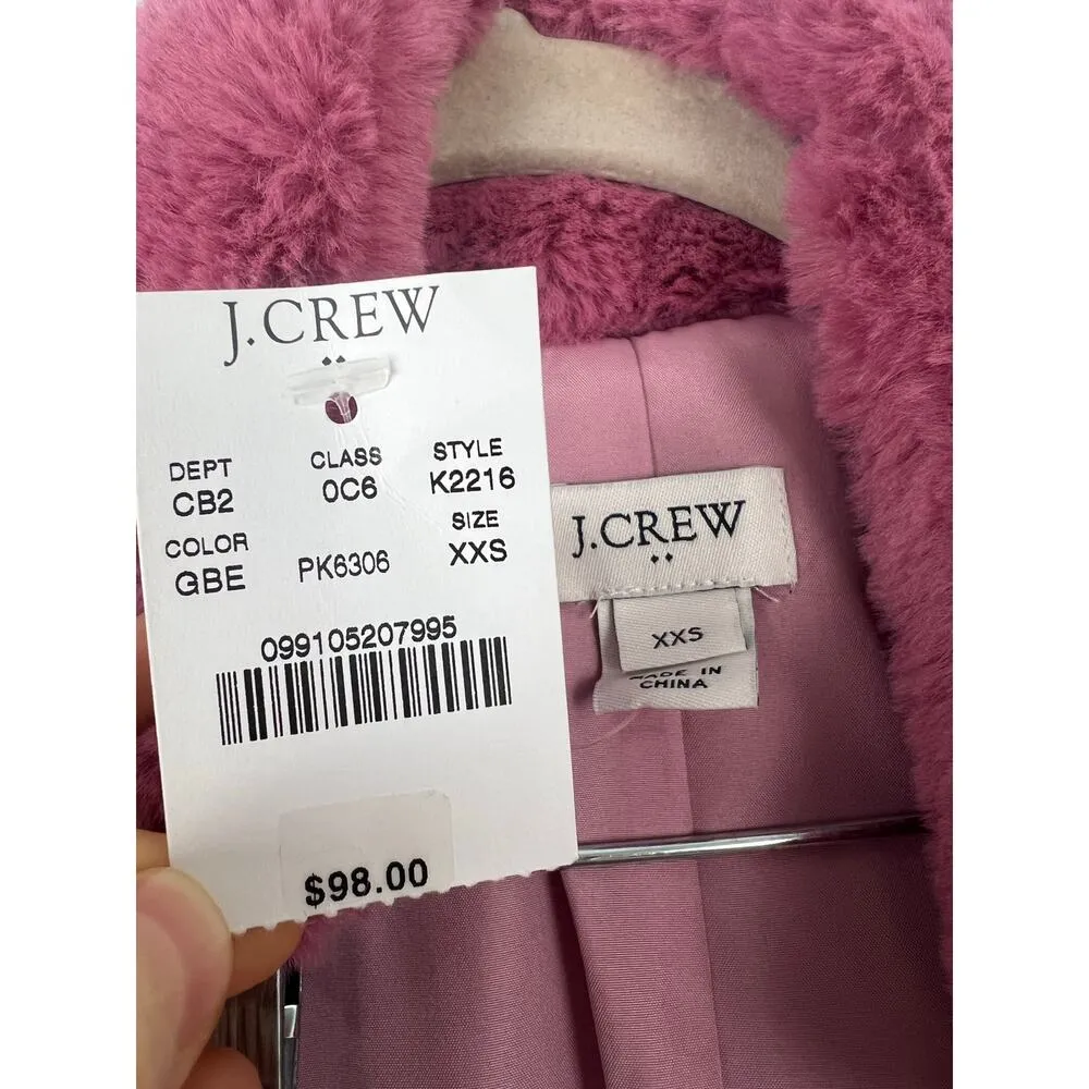 Women's J.Crew Pink Faux Fur Vest XXS - Image 5