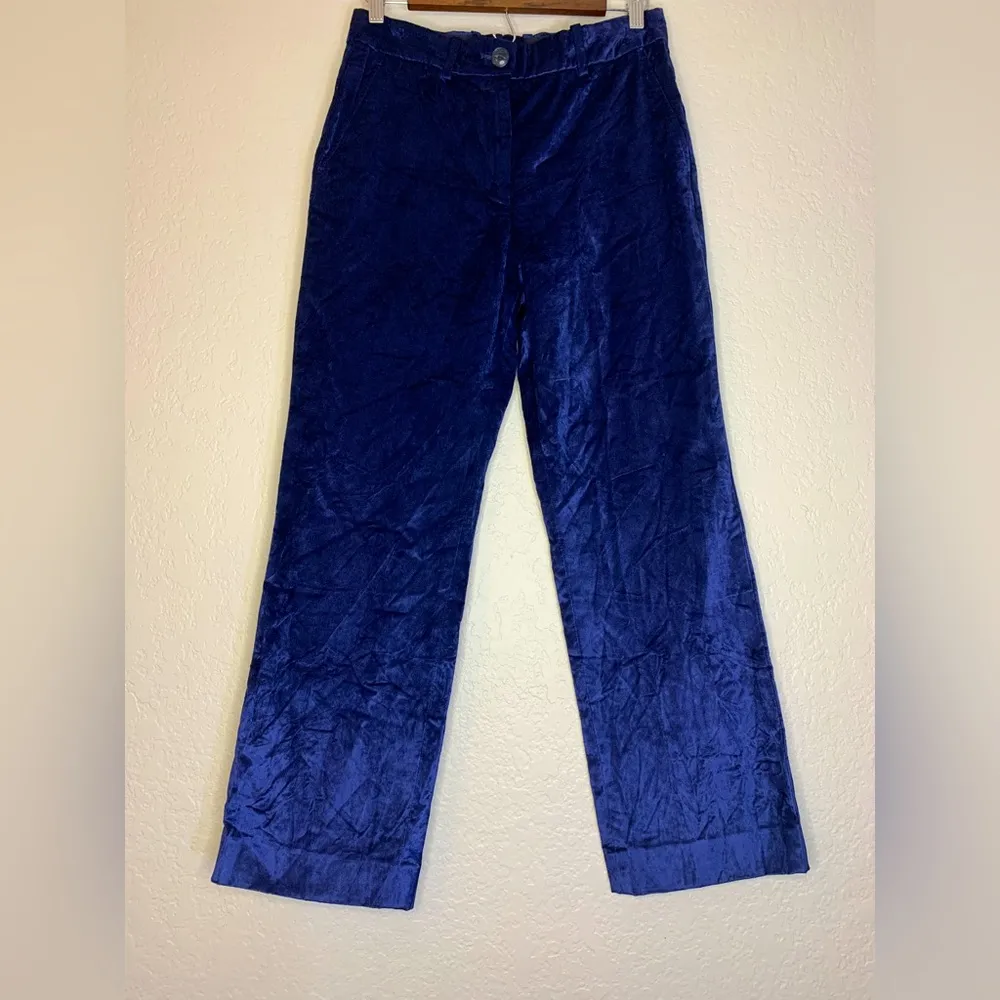 Rag and Bone Libby Blue Velvet Crop Flare Trouser Size 2 - Image 4