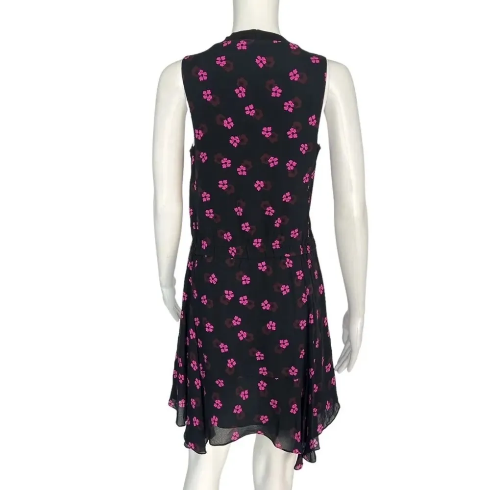 ALC black silk dress with pink flowers - Image 10