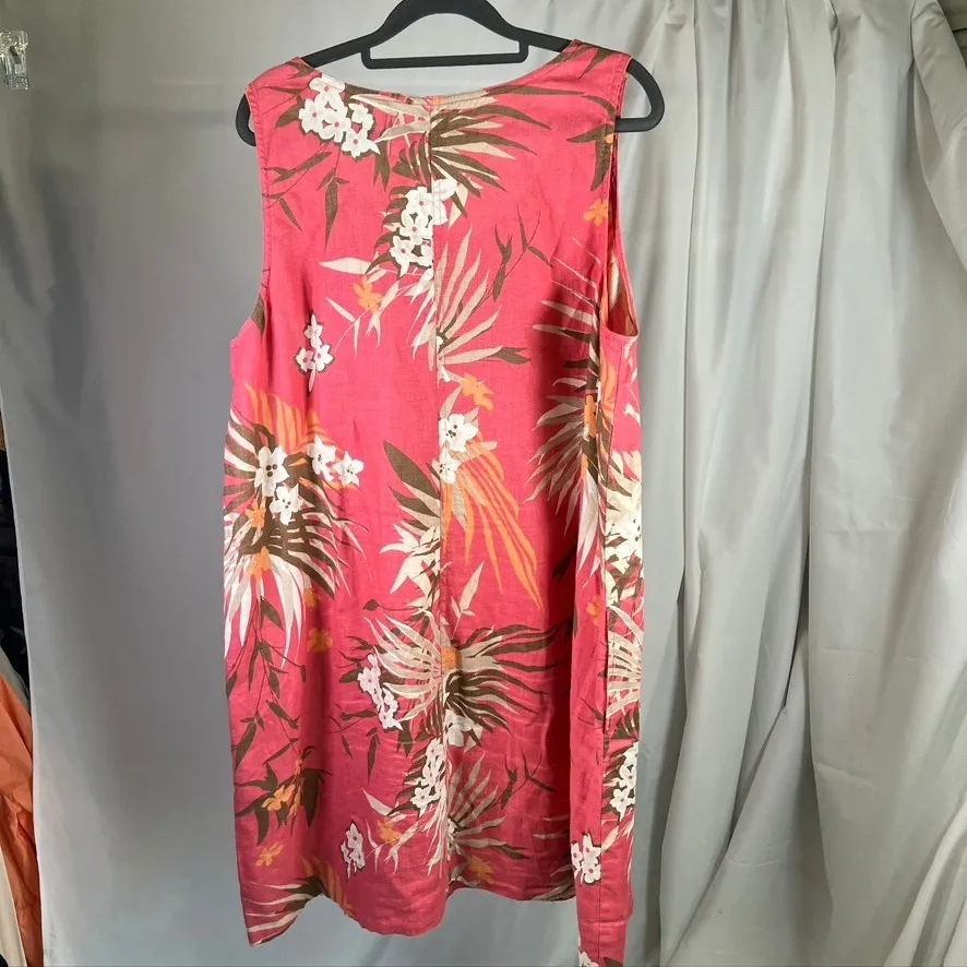J Jill Linen XL Floral Print Sleeveless Dress Pink Tropical Beach Casual Coastal - Image 8