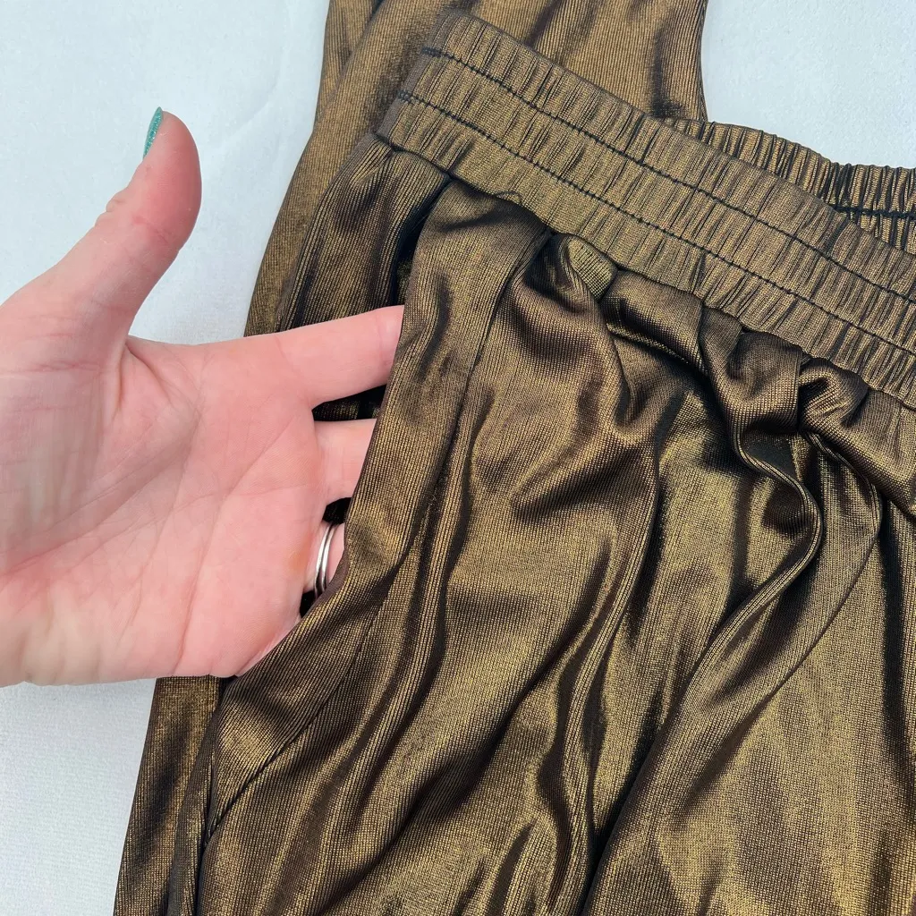 Gold Metallic Parachute Pants M - Image 5