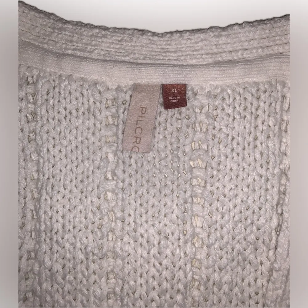 Pilcro Anthropologie Cable Knit Sleeveless Sweater Vest Tank Top Cream White XL - Image 9