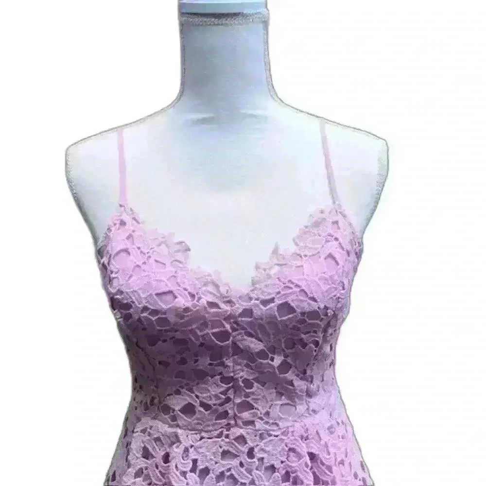 ASTR the Label Lace Light Pink Crochet Lace Midi Dress Woman's Size Medium - Image 5