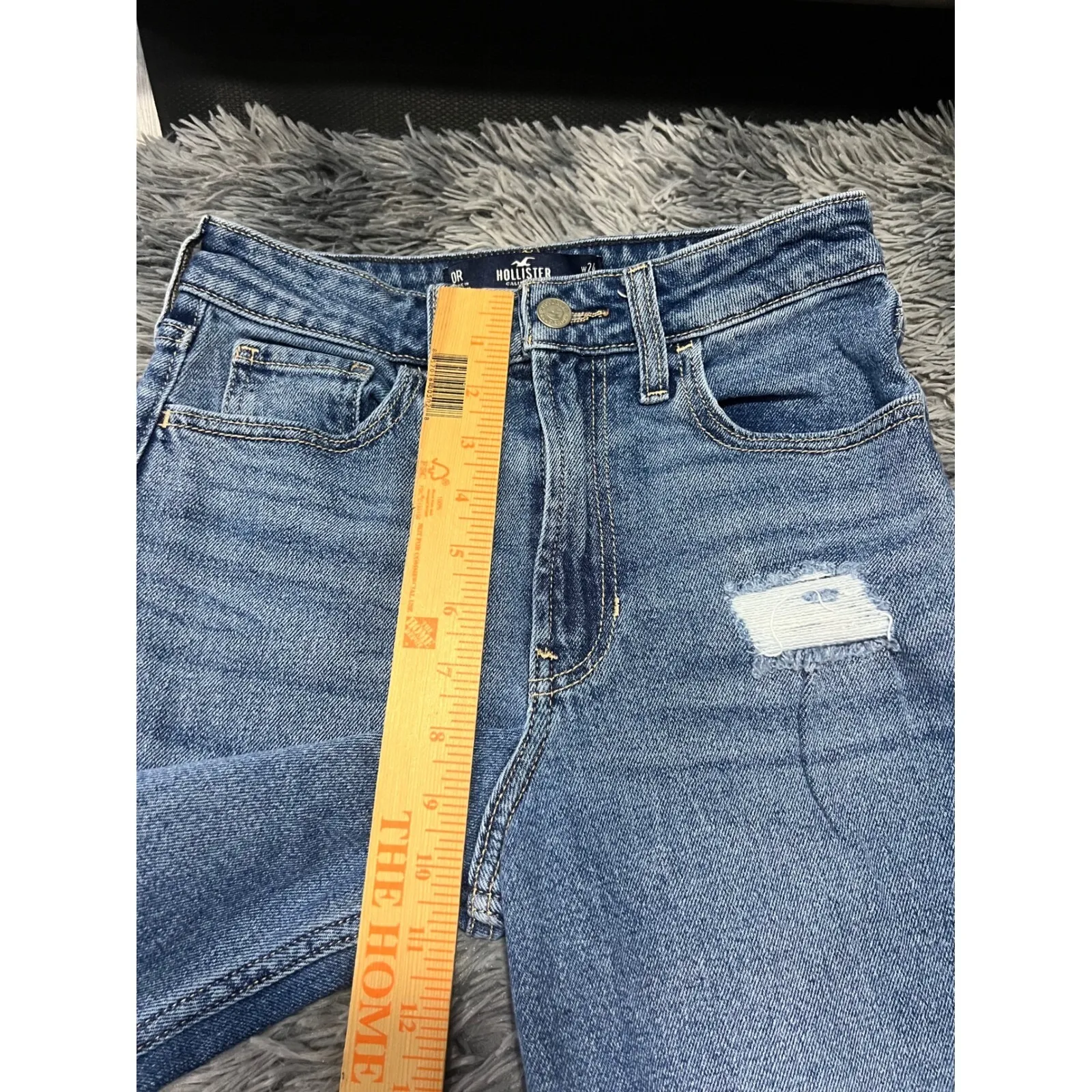 HOLLISTER‎ CLASSIC STRAIGHT MEDIUM BLUE DISTRESSED JEANS 24x27 - Image 7