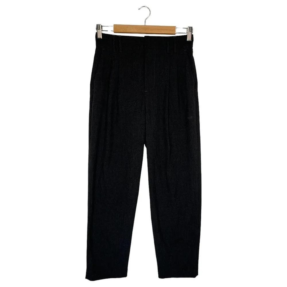 Zara Pants Womens 4 Pleated Slacks Slash Pocket Stretch Waist Band Career Gray - Image 8