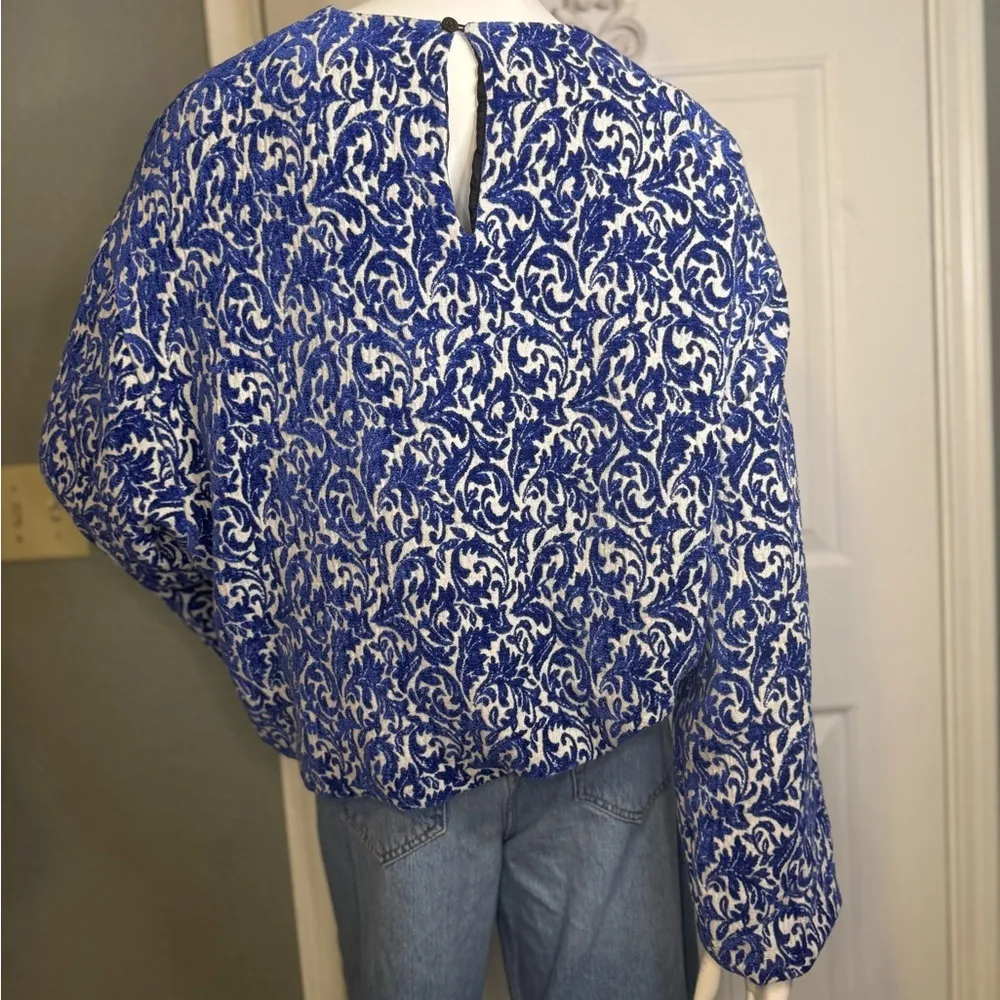 DRIES VAN NOTEN.Capo Paisley Jacquard Gathered-hem Shirt In Blue. - Image 7