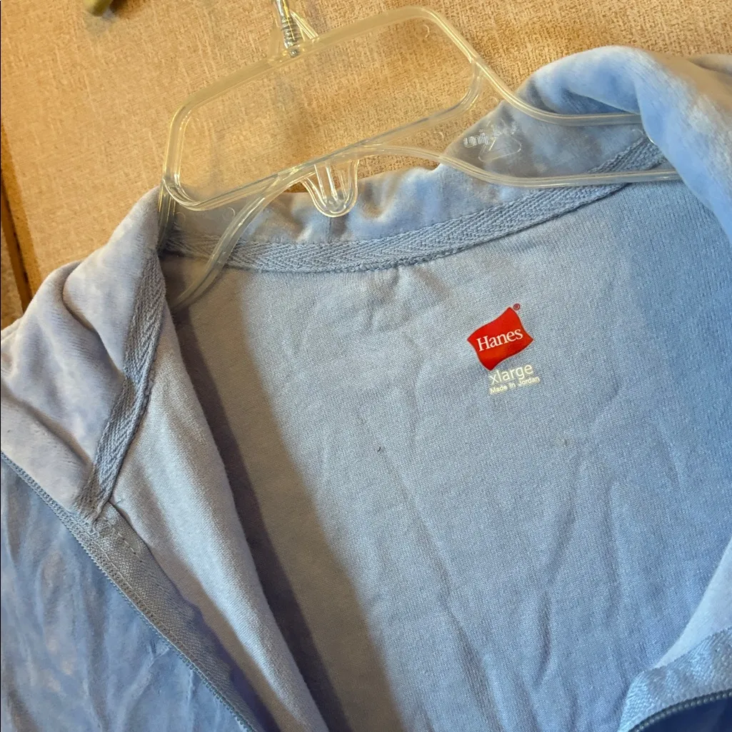 Hanes Light Blue velour Jacket xl - Image 3